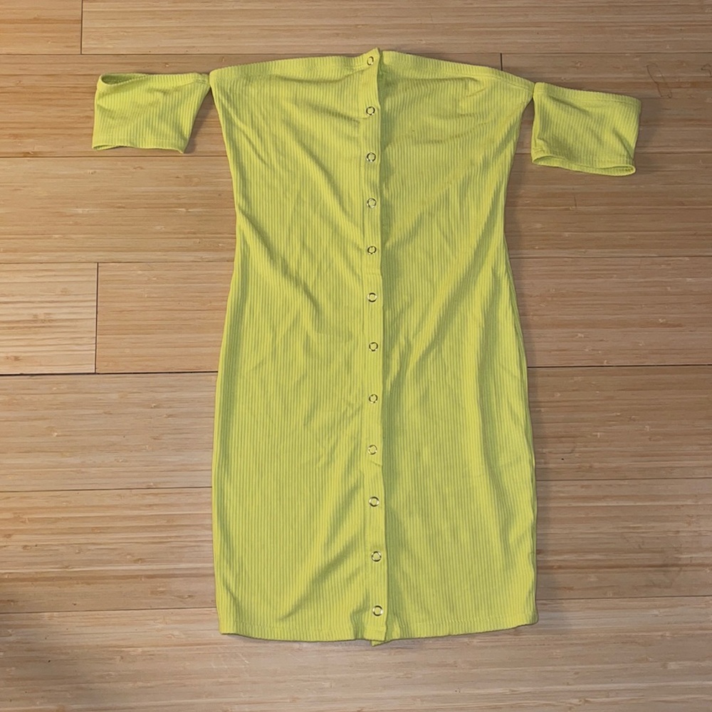 Lime Green off the shoulder dress